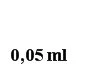 Testo nero su sfondo bianco che riporta la scritta 0,05 ml con caratteri tipografici sans-serif