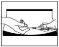 Black-and-white drawing showing two hands gripping a syringe to perform a
