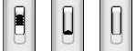 Three vertical windows of a medical device showing progressively increasing levels of dark liquid from bottom to top