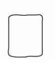 A white rectangle with slightly irregular black rounded edges on a neutral white background