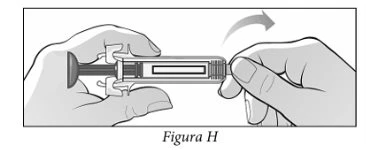 Due mani tengono un dispositivo medico cilindrico mentre una freccia curva indica il movimento di rotazione verso destra per l'attivazione