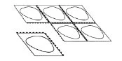 Disegno schematico di sei compresse ovali disposte su due foglietti separati con linee tratteggiate per indicare il distacco