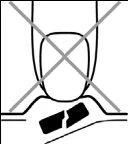 Schematic black and white drawing of a vial placed on a surface with a large gray X over it indicating prohibition of use