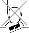 Stylized black and white drawing of a person with a cross above indicating prohibition of applying patches to the chest area