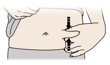 Illustration of a person pinching the skin of the