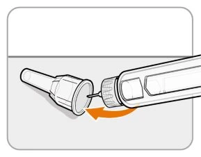 Technical illustration showing internal components of a drug delivery device