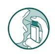 Circular illustration showing a person holding an inhaler close to the mouth and nose for the