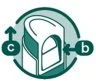 Медицинская круговая диаграмма, показывающая срез ткани со стрелкой «b», указывающей на «l»