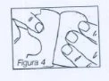 Disegno tecnico che mostra due mani che stringono e manipolano un oggetto rettangolare con la scritta Figura 4 in basso a sinistra