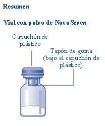 Схема флакона с порошком NovoSeven с указанием пластиковой крышки и нижележащей резиновой пробки