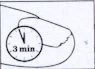 Disegno schematico di un dito con sopra un orologio che indica un tempo di attesa di 3 minuti