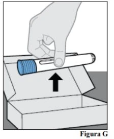 A hand lifts a white cylindrical device from an open cardboard box with an upward motion