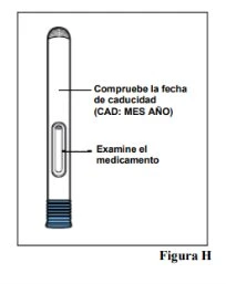 Diagram of a cylindrical container with instructions to check the expiration date and inspect the medication visually