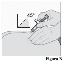 Hands holding a pre-filled syringe for administration