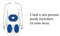 Schema di un corpo umano con aree blu evidenziate sull