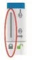 Medical diagram with a vertical gray line circled in red next to circular icons and an arrow indicating a direction of movement