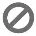 Prohibition symbol consisting of a gray circle with a diagonal bar crossing the center from left to right