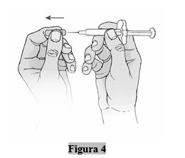 Two hands holding a syringe with the needle aimed at a raised skin fold, with an arrow indicating lateral movement