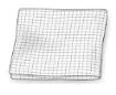 A square white gauze pad with a cross-weave pattern and regular holes on a white background