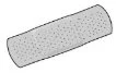 A rectangular adhesive bandage with rounded ends and a dotted surface with small holes for breathability on a white background
