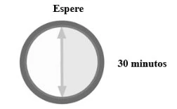 Circular diagram with a gray border and a vertical double-headed arrow