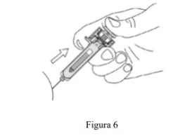 Disegno in bianco e nero di una mano che impugna una siringa per iniettarla in una parte del corpo con una freccia che indica il movimento
