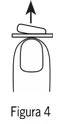 Schematic drawing showing a finger pressing a capsule onto a flat surface with an arrow pointing towards the