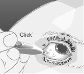 Illustration of a hand using an applicator to insert medication drops into the
