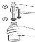 Diagram showing a hand pressing a syringe labeled A towards