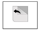 Schematic diagram of a sheet of paper with a black curved arrow indicating the folding motion to the left