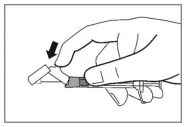 A hand pressing with the