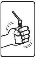 A hand firmly gripping a cylindrical medical device with a