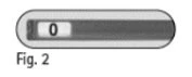 Capsule-shaped medical device with a horizontal indicator displaying the number 0 on a dark background and the label Fig. 2 underneath