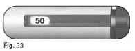 Horizontal pharmaceutical capsule with a dark central band displaying the number 50 on a light background and a dark end section on the right