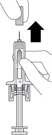 A hand lifting the protective cap upward