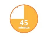 Orologio circolare arancione con un settore colorato che indica il passaggio di 45 minuti con la scritta bianca minuti al centro