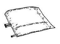 Flexible medical device shaped like a bag with two connecting tubes protruding from one side and small holes along the upper edge