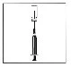 Black and white technical diagram of a syringe with needle and extended plunger positioned vertically on a white background