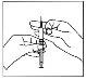 Black line drawing of two hands holding a syringe with needle to precisely prepare or administer a medication