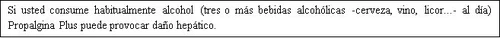 Spanish text on a white background warning that habitual consumption of alcohol can cause liver damage with