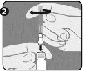 One hand holds a vial while the other