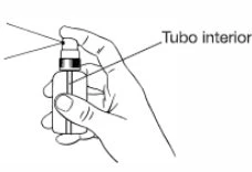 A hand holds a vial with an inner tube and lines indicating the top of the container
