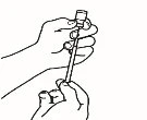 Two hands holding a syringe with needle to prepare or aspirate medication with precision