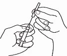 Two hands holding a syringe with needle and vial to prepare a medication