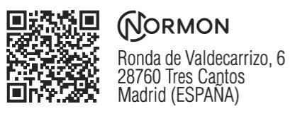 Black QR code on white background next to the Normon logo and