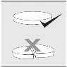 Drawing of a whole tablet with a black checkmark and a broken tablet with a large gray cross over it