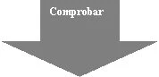Серая стрелка, направленная вниз, с белой надписью Comprobar в верхней части самой стрелки