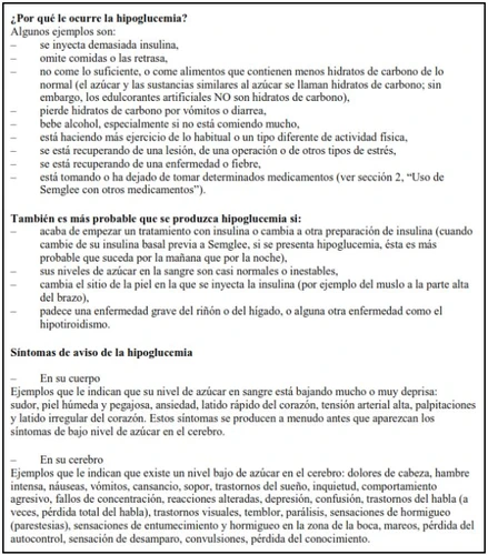 Spanish text on a medical sheet explaining the causes, risk factors, and warning signs of a condition
