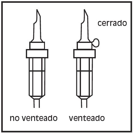 Disegno tecnico di due dispositivi medici verticali, uno con la parte superiore chiusa denominato chiuso e l'altro aperto