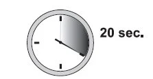 Icona di un orologio analogico con una sezione ombreggiata che indica il passaggio di 20 secondi accanto alla scritta 20 sec.